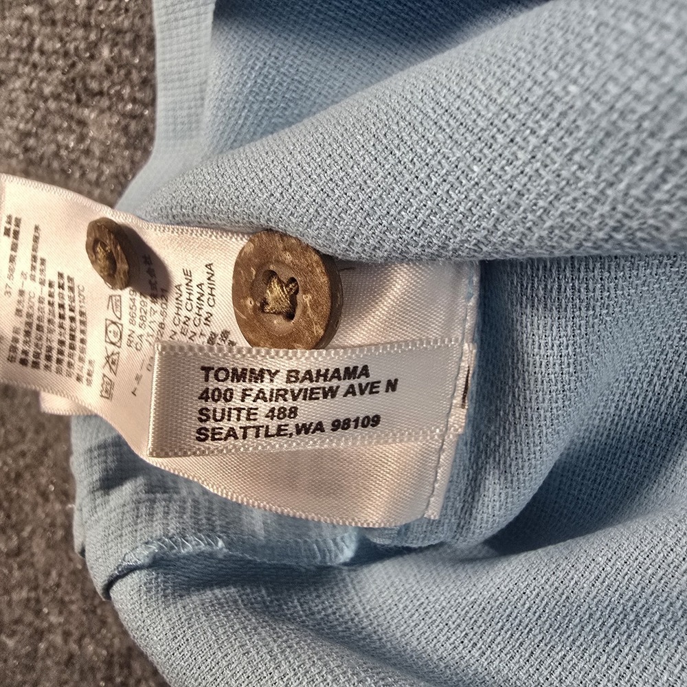 Tommy Bahama Men's Large Blue Silk Blend Camp Shirt Button Down Island Zone - Picture 7 of 15